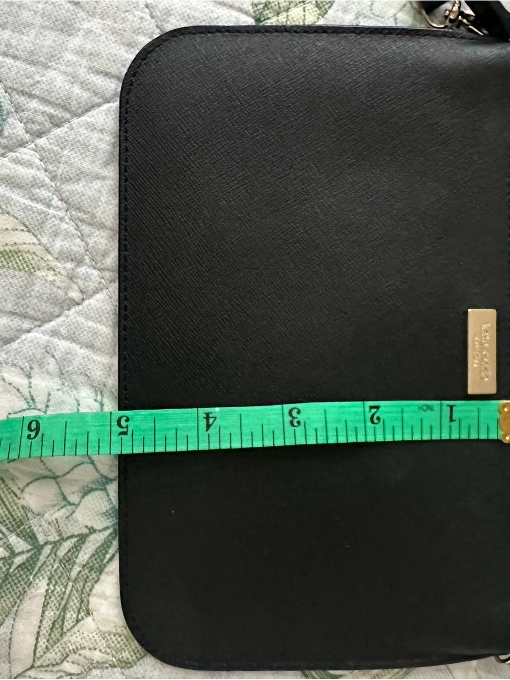 kate spade black leather wristlet clutch with gold plaque